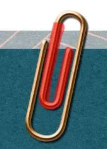Using Edit Selection and the Brush tool to mark the part of a paperclip that will go behind the paper