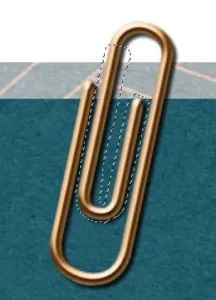Selected section of the paperclip ready to be separated into its own layer in PaintShop Pro