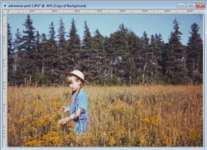 PaintShop Pro 2023 showing a selection around a subject in a photograph before it is moved.