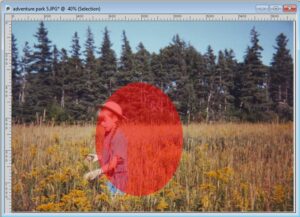 Reddish Edit Selection overlay showing the selection area in PaintShop Pro 2023.